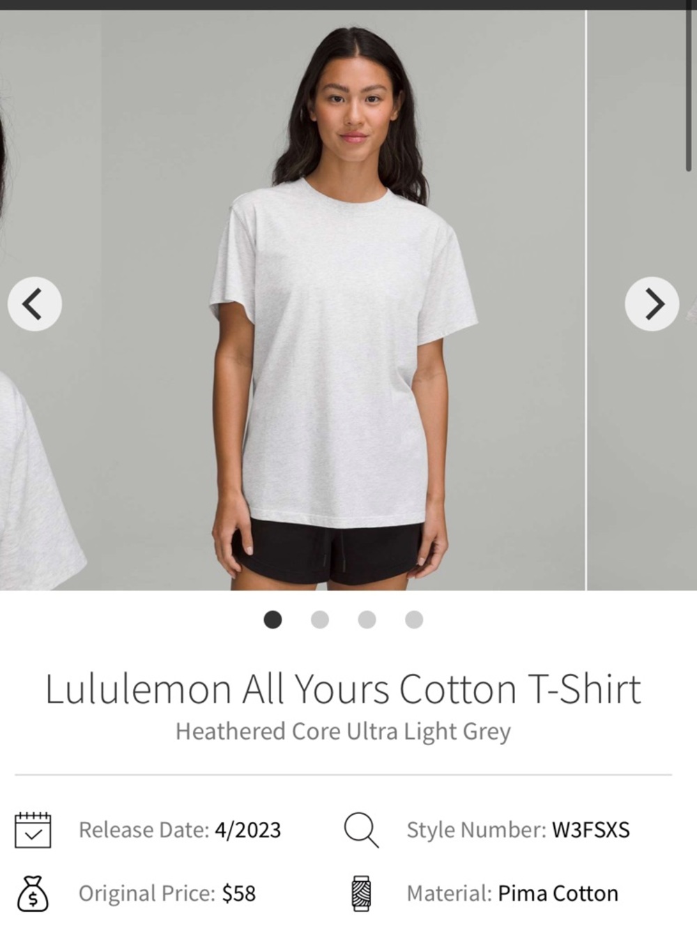 Lululemon All Yours Tee-Size 2-Brand New with Tags-Light Grey 🩶